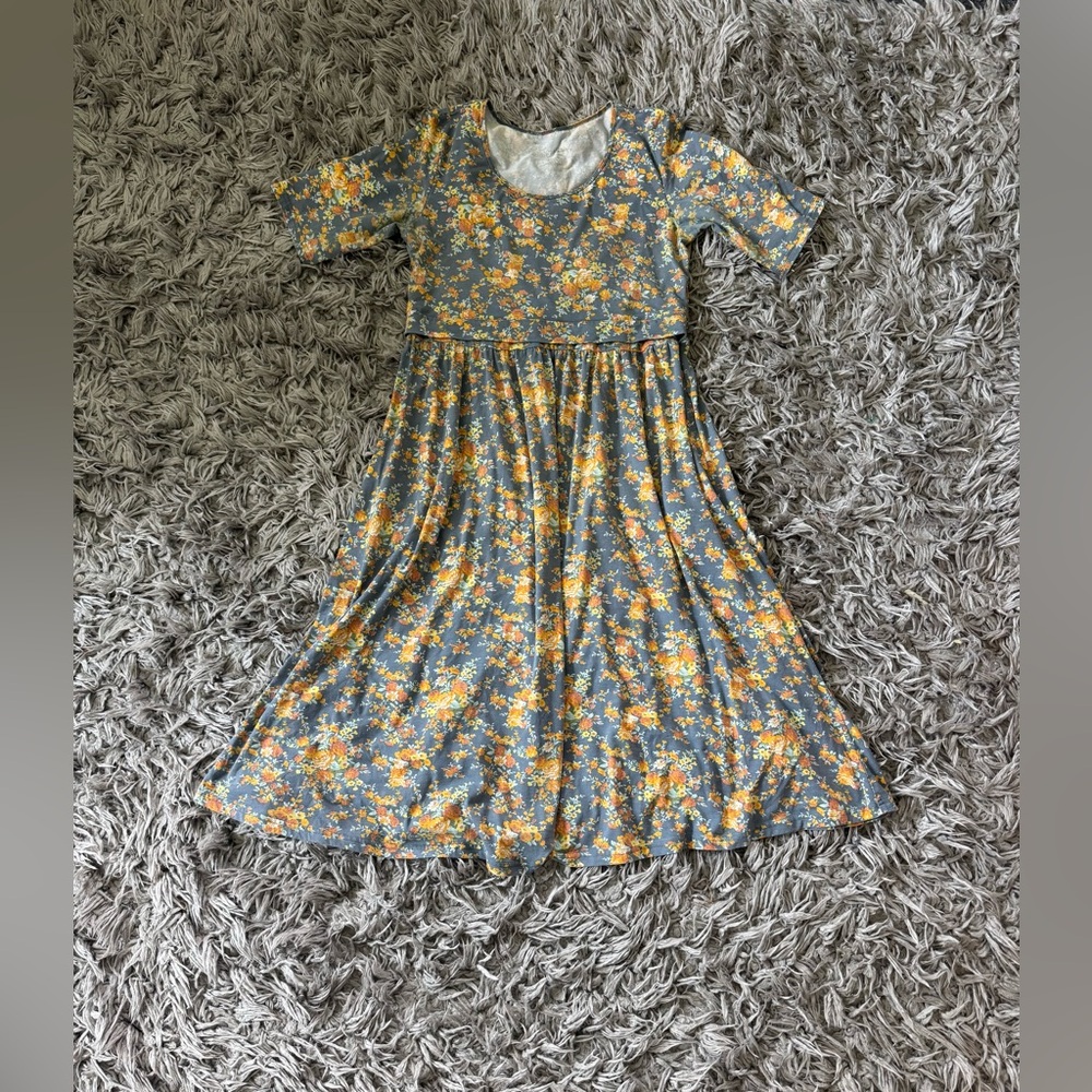 Latched Mama Blue and Yellow Pleated Midi Nursing Sundress